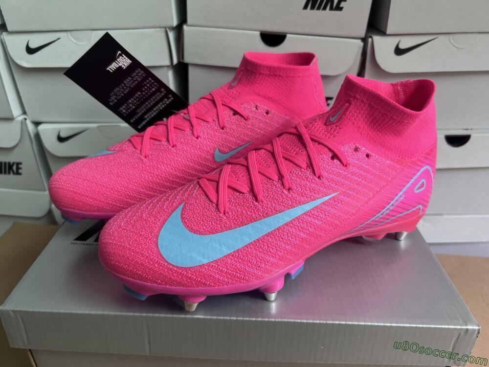 Nike Air Zoom Mercurial Superfly 10 Elite SG Soft Ground Soccer Cleats - Pink/Jade