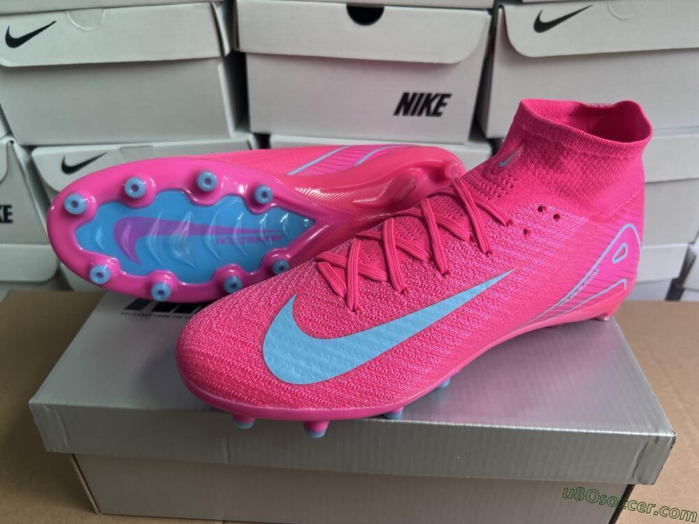 Nike Air Zoom Mercurial Superfly 10 Elite AG Artificial Grass Soccer Cleats - Pink/Jade