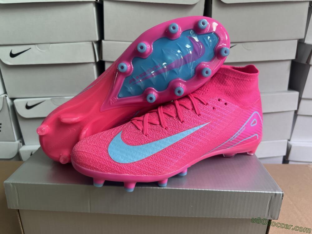 Nike Air Zoom Mercurial Superfly 10 Elite AG Artificial Grass Soccer Cleats - Pink/Jade