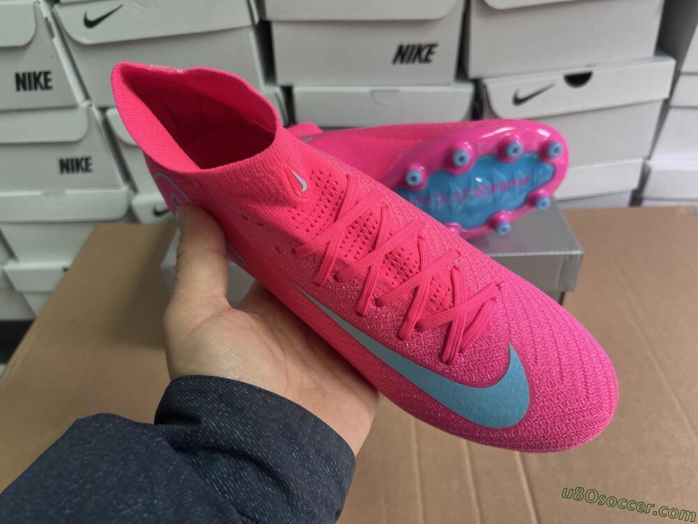Nike Air Zoom Mercurial Superfly 10 Elite AG Artificial Grass Soccer Cleats - Pink/Jade