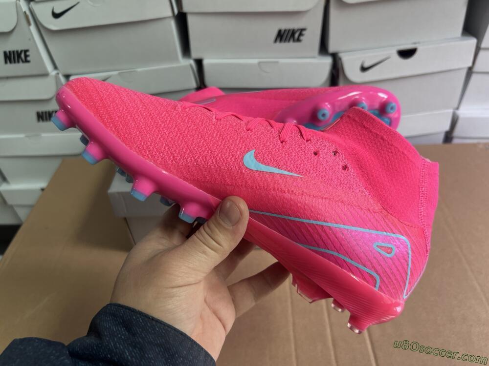 Nike Air Zoom Mercurial Superfly 10 Elite AG Artificial Grass Soccer Cleats - Pink/Jade