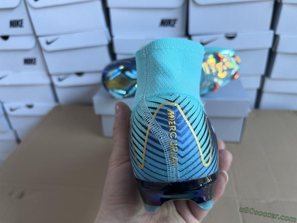 Nike Air Zoom Mercurial Superfly 10 Elite FG Firm Ground Soccer Cleats - Jade/Gold/Blue