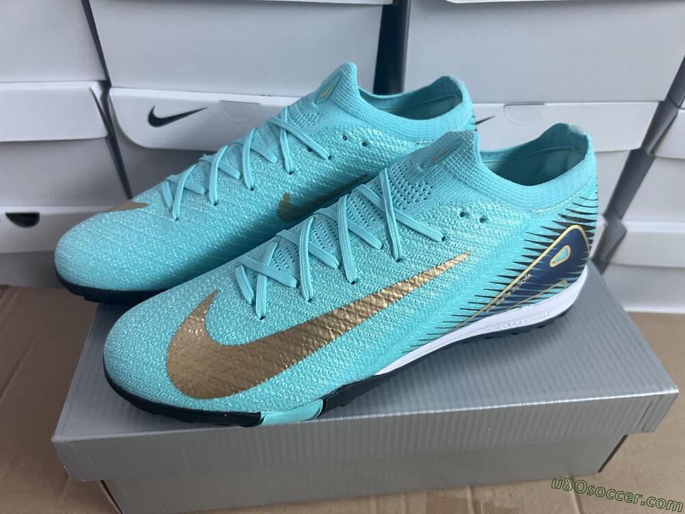 Nike Air Zoom Mercurial Vapor 16 Elite TF Artificial Turf Soccer Shoes - Jade/Gold/Blue