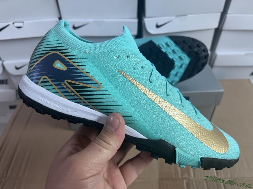 Nike Air Zoom Mercurial Vapor 16 Elite TF Artificial Turf Soccer Shoes - Jade/Gold/Blue