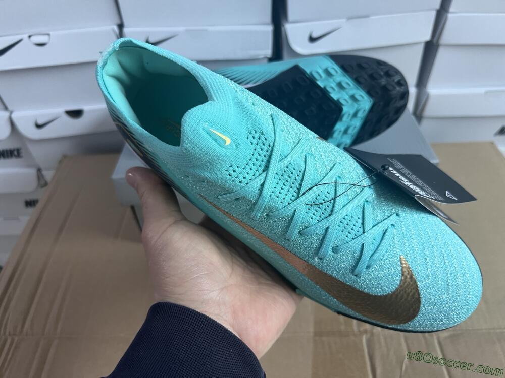 Nike Air Zoom Mercurial Vapor 16 Elite TF Artificial Turf Soccer Shoes - Jade/Gold/Blue