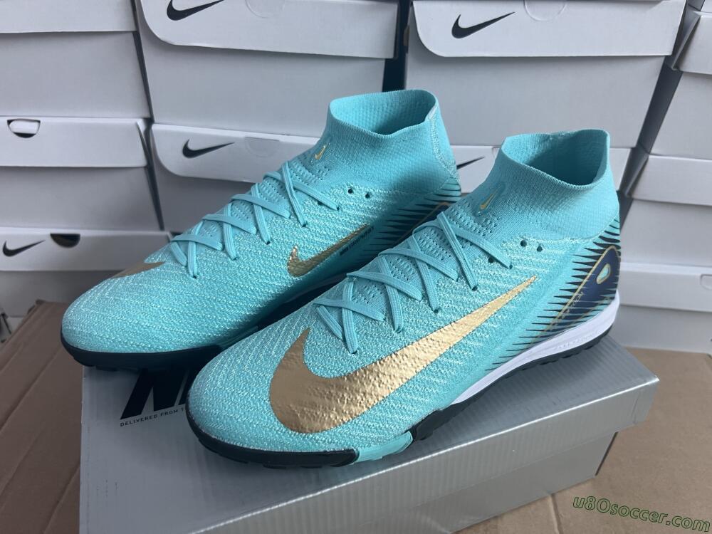 Nike Air Zoom Mercurial Superfly 10 Elite TF Artificial Turf Soccer Shoes - Jade/Gold/Blue