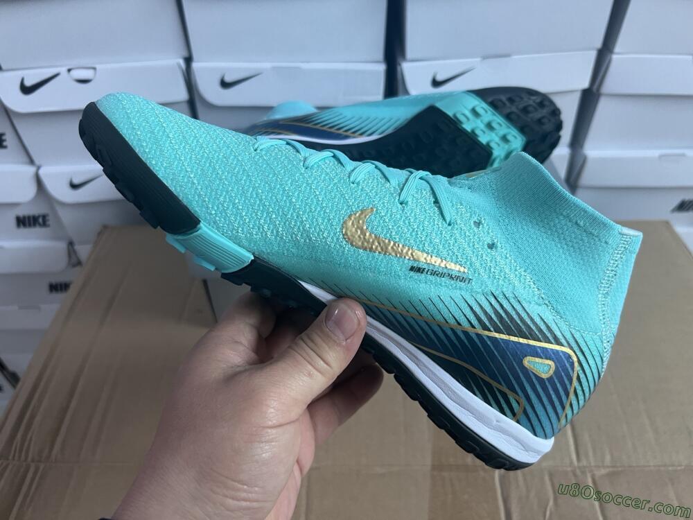 Nike Air Zoom Mercurial Superfly 10 Elite TF Artificial Turf Soccer Shoes - Jade/Gold/Blue