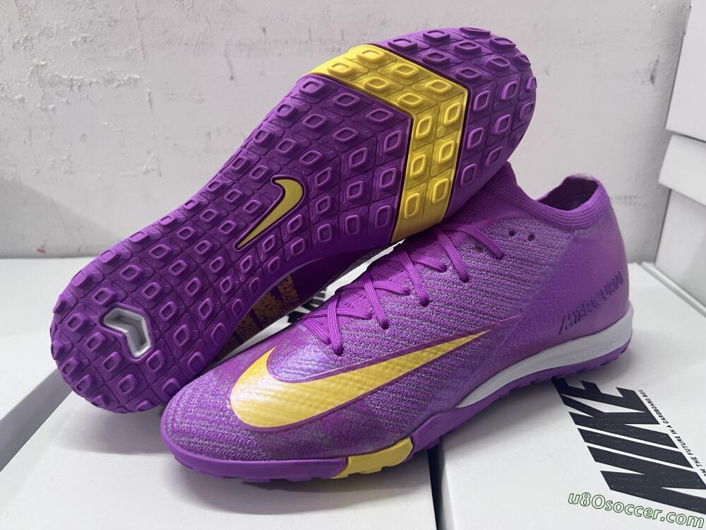 Nike Air Zoom Mercurial Vapor 16 Elite TF Artificial Turf Soccer Shoes - Purple/Yellow/White