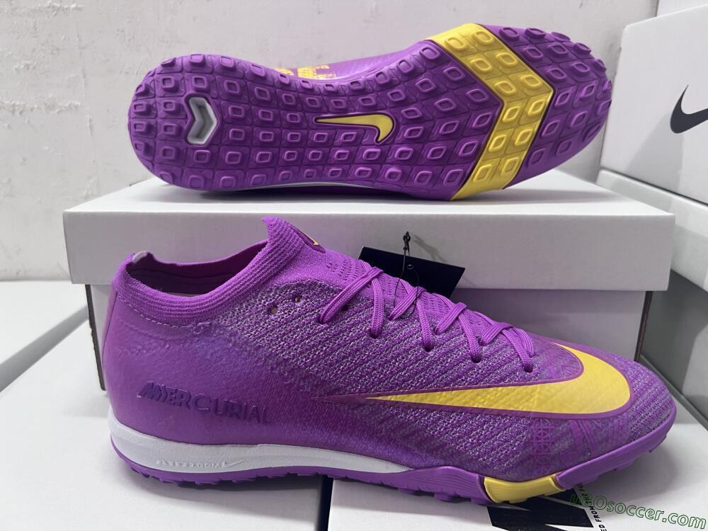 Nike Air Zoom Mercurial Vapor 16 Elite TF Artificial Turf Soccer Shoes - Purple/Yellow/White
