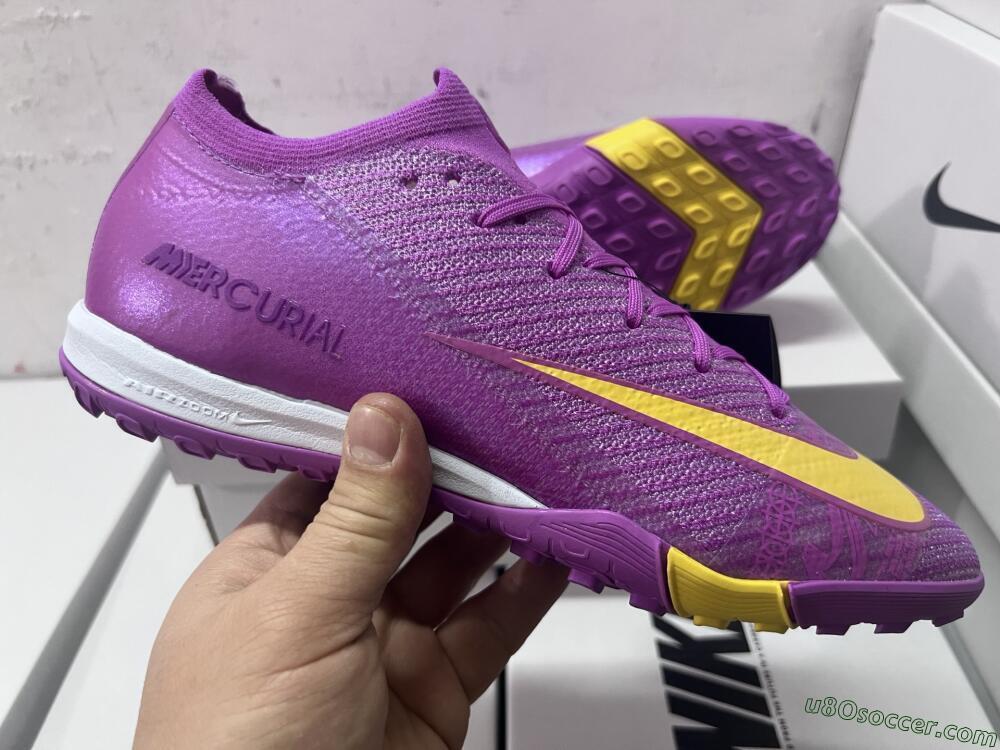 Nike Air Zoom Mercurial Vapor 16 Elite TF Artificial Turf Soccer Shoes - Purple/Yellow/White