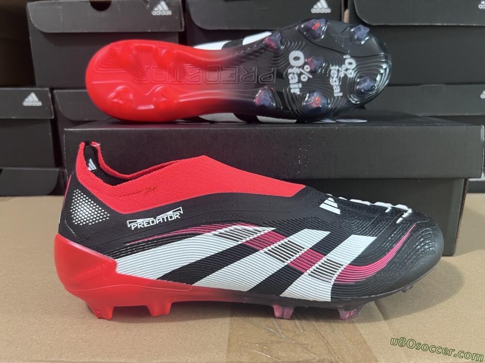 Adidas Predator Laceless Elite 25 FG Firm Ground Soccer Cleats - Black/White/Red