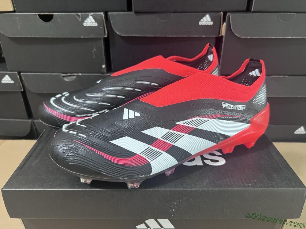 Adidas Predator Laceless Elite 25 FG Firm Ground Soccer Cleats - Black/White/Red