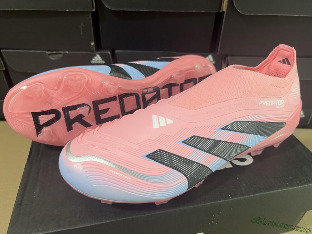 Adidas Predator Laceless Elite 25 FG Firm Ground Soccer Cleats - Pink/Blue/Black
