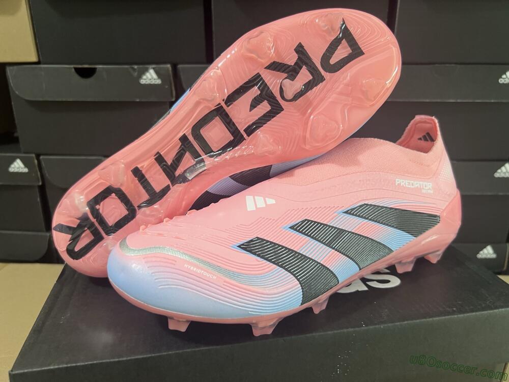 Adidas Predator Laceless Elite 25 FG Firm Ground Soccer Cleats - Pink/Blue/Black