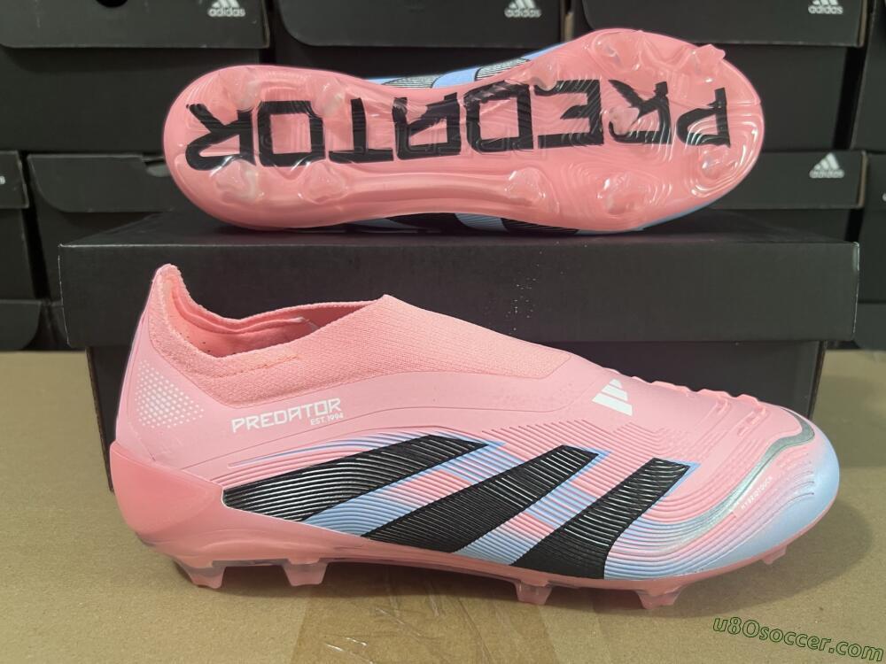 Adidas Predator Laceless Elite 25 FG Firm Ground Soccer Cleats - Pink/Blue/Black