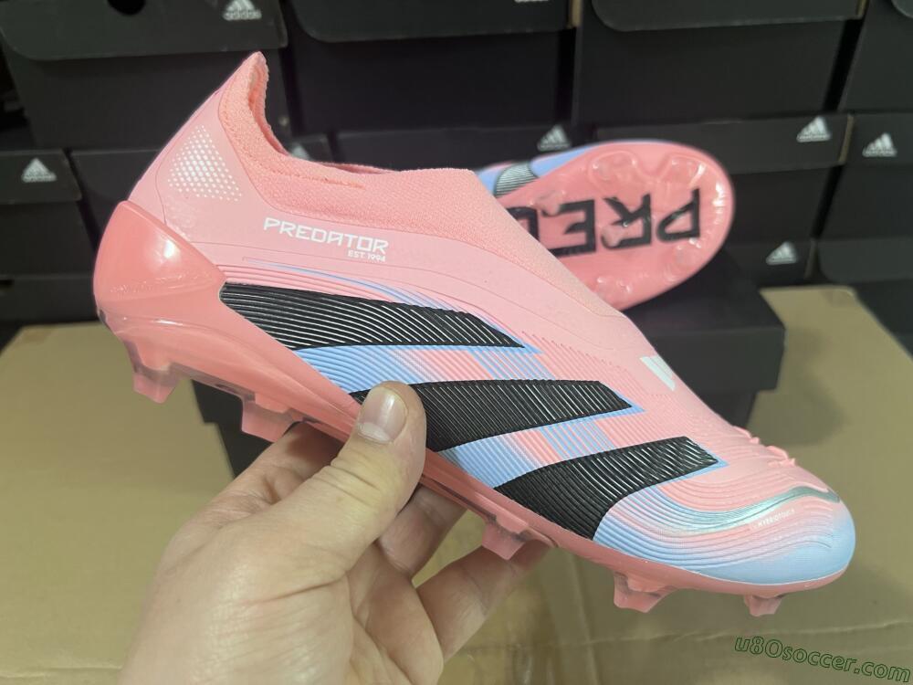 Adidas Predator Laceless Elite 25 FG Firm Ground Soccer Cleats - Pink/Blue/Black
