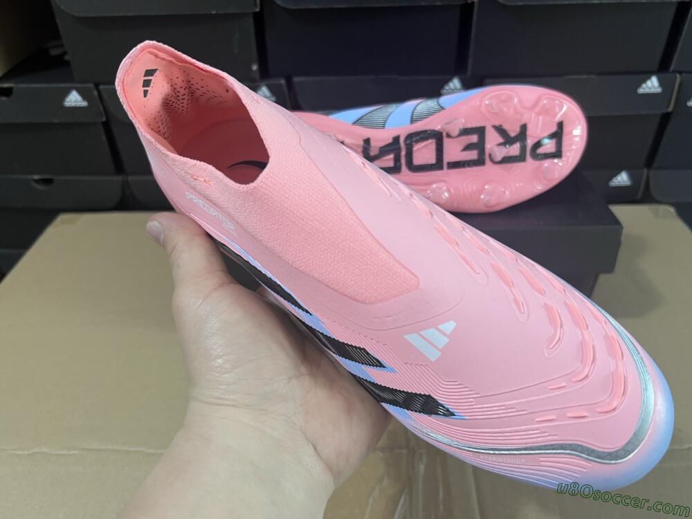 Adidas Predator Laceless Elite 25 FG Firm Ground Soccer Cleats - Pink/Blue/Black