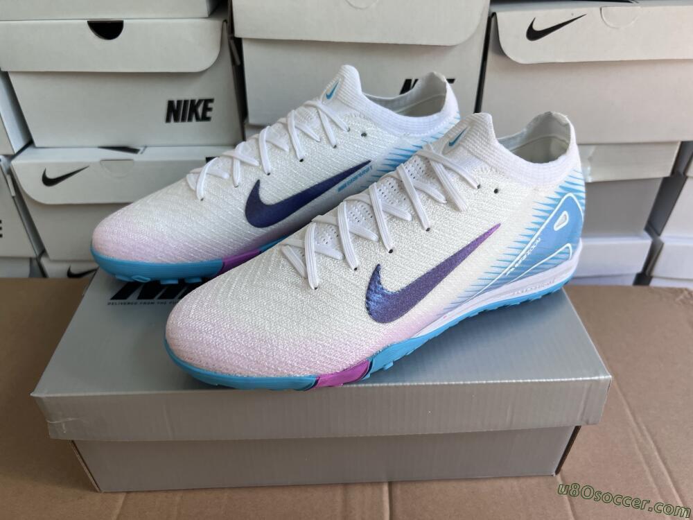 Nike Air Zoom Mercurial Vapor 16 Elite TF Artificial Turf Soccer Shoes - White/Purple/Jade