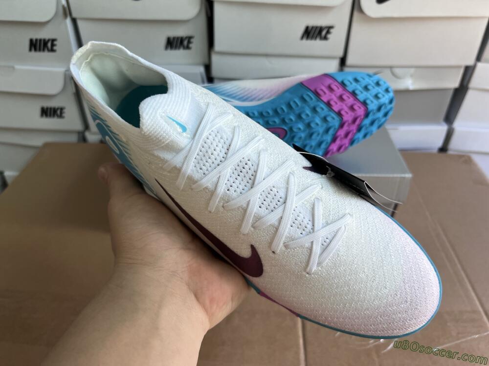 Nike Air Zoom Mercurial Vapor 16 Elite TF Artificial Turf Soccer Shoes - White/Purple/Jade