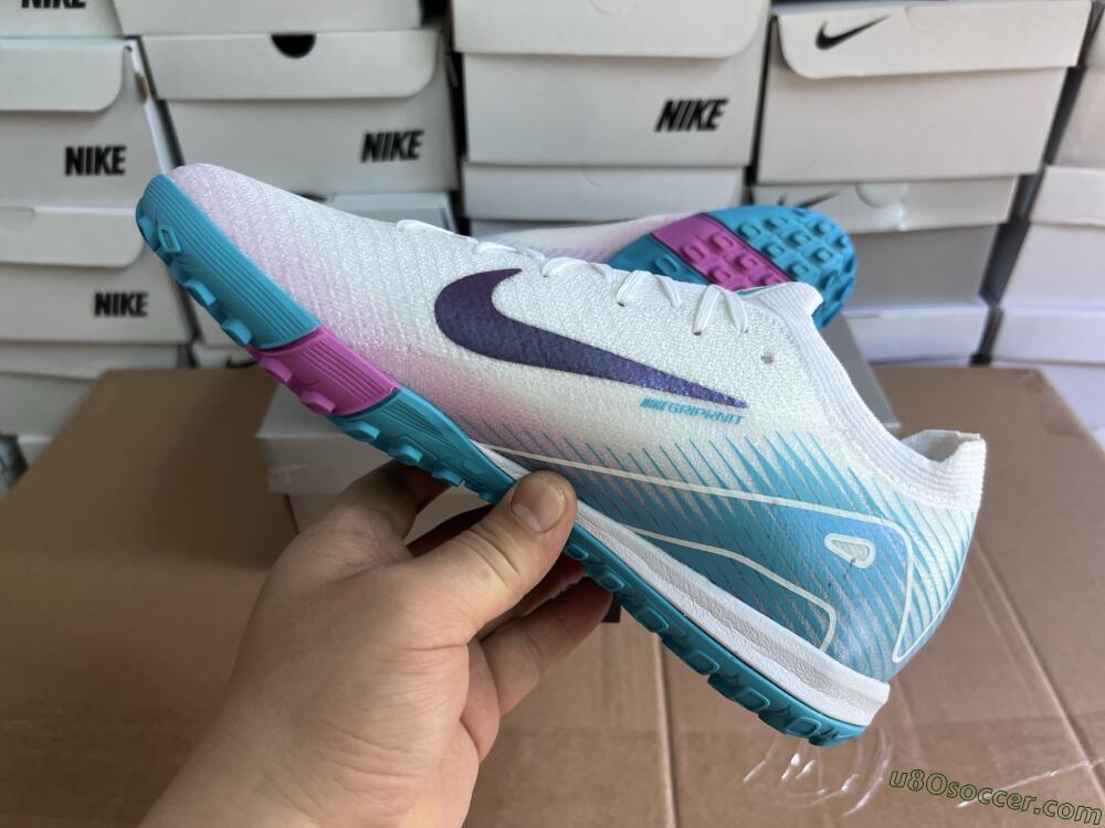 Nike Air Zoom Mercurial Vapor 16 Elite TF Artificial Turf Soccer Shoes - White/Purple/Jade
