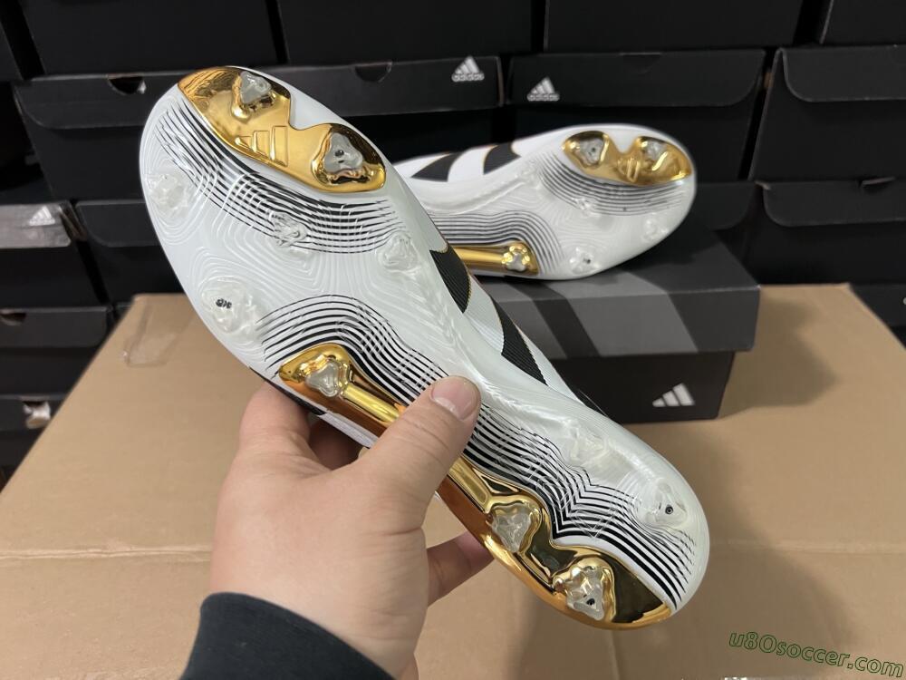 Adidas Predator Laceless Elite 25 FG Firm Ground Soccer Cleats - White/Black/Gold