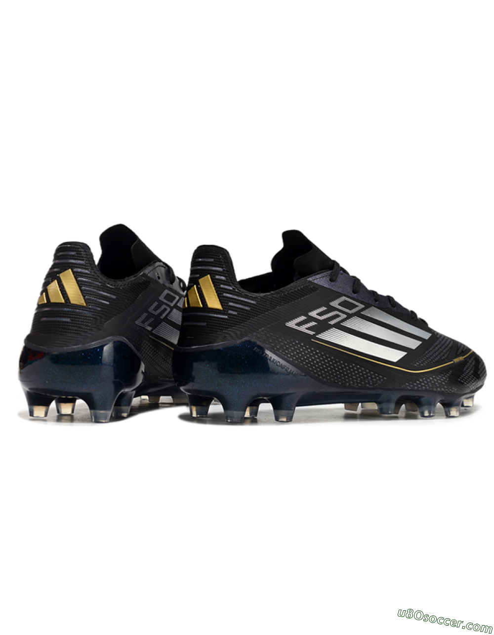 Adidas F50 Elite AG Artificial Grass Soccer Cleats - Black/Silver/Gold 6