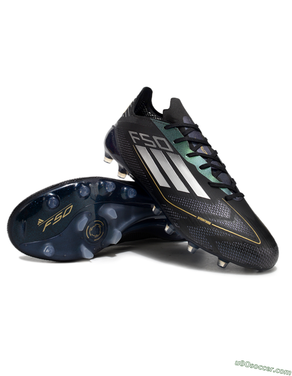 Adidas F50 Elite AG Artificial Grass Soccer Cleats - Black/Silver/Gold 3
