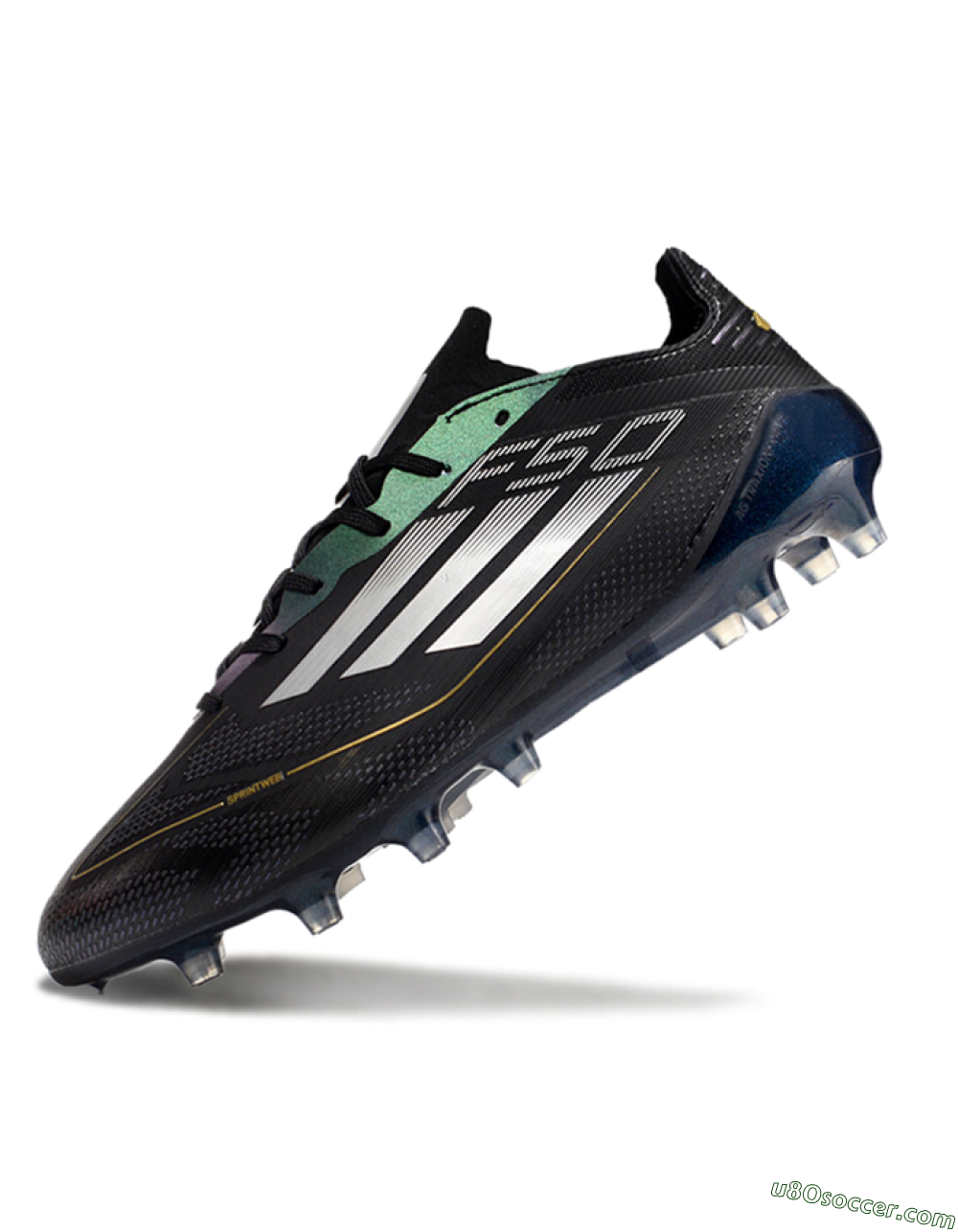 Adidas F50 Elite AG Artificial Grass Soccer Cleats - Black/Silver/Gold 5