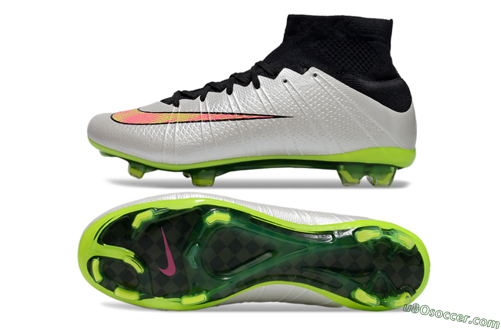 Nike Mercurial Superfly 4 CR7 FG Firm Ground Soccer Cleats - Silver/Pink/Black/Yellow 0