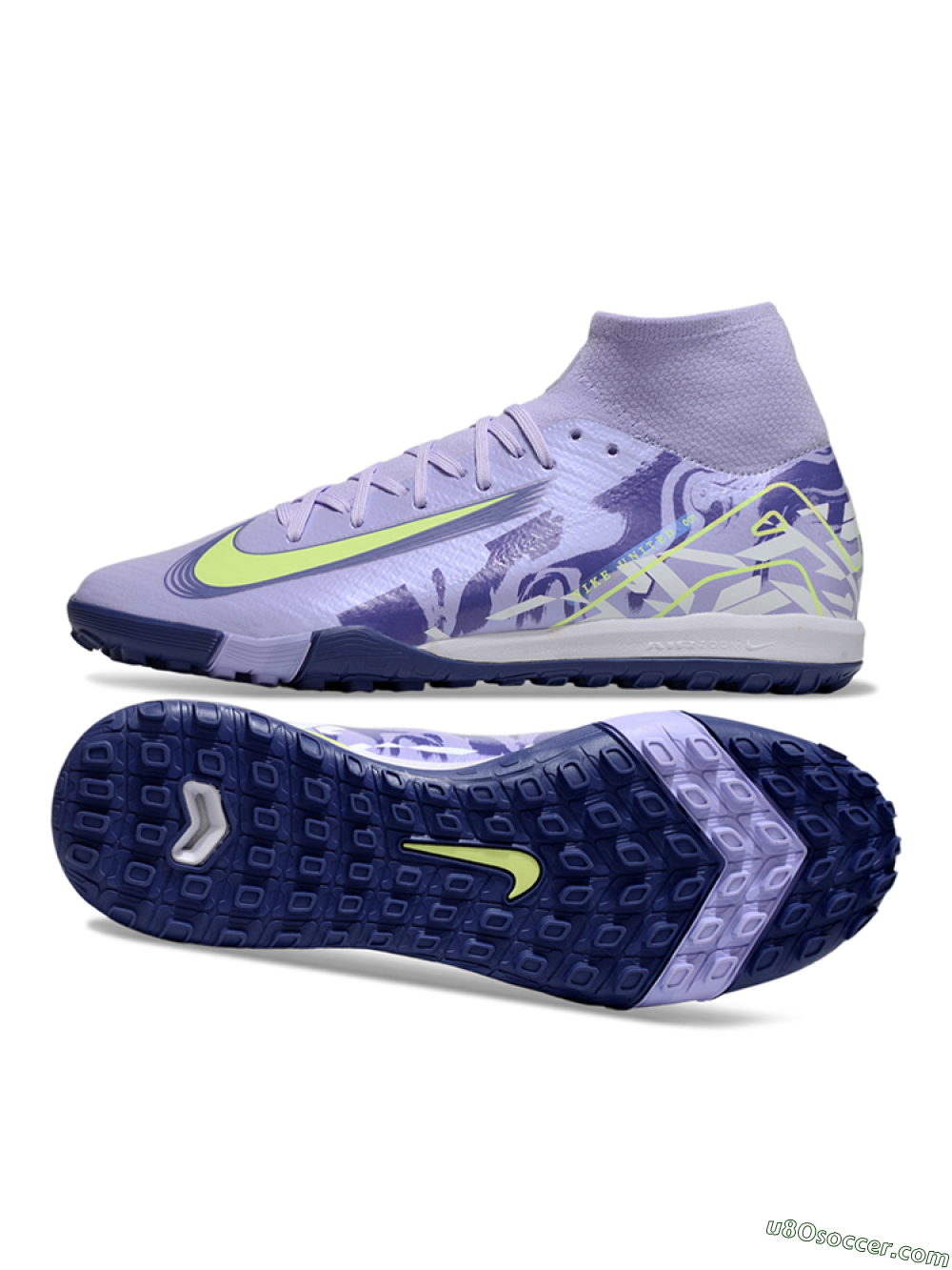 Nike Air Zoom Mercurial Superfly 10 Elite TF Artificial Turf Soccer Shoes - Purple/Yellow/White 0