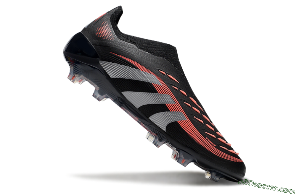 Adidas Predator Elite 25 Laceless FG Firm Ground Soccer Cleats - Black/Red/Grey 4