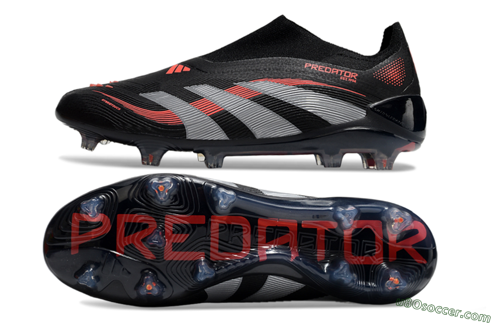 Adidas Predator Elite 25 Laceless FG Firm Ground Soccer Cleats - Black/Red/Grey 0