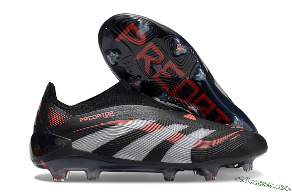 Adidas Predator Elite 25 Laceless FG Firm Ground Soccer Cleats - Black/Red/Grey 1