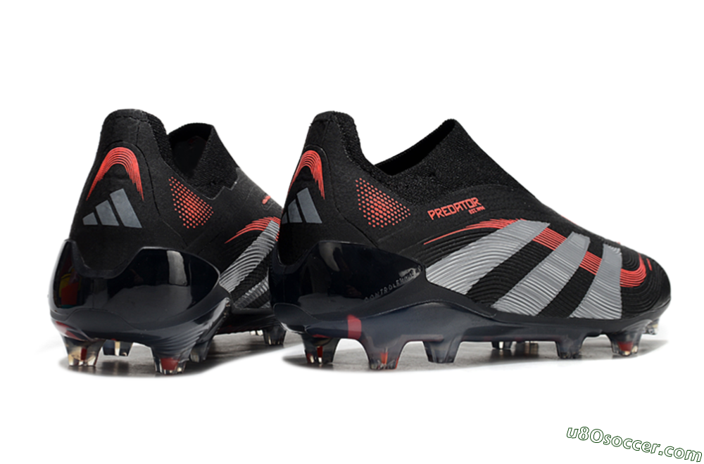 Adidas Predator Elite 25 Laceless FG Firm Ground Soccer Cleats - Black/Red/Grey 6