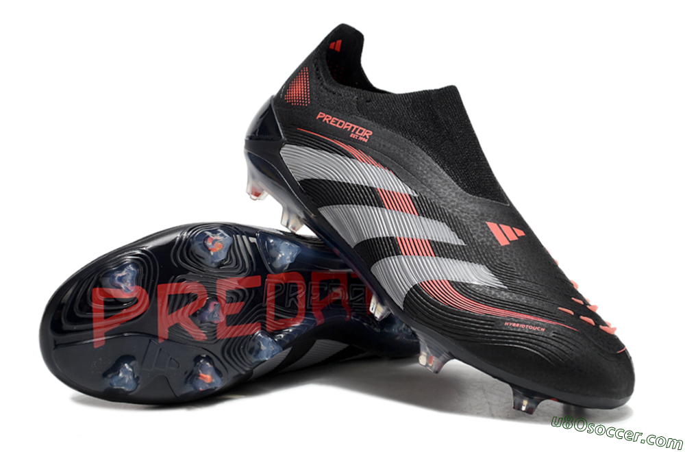 Adidas Predator Elite 25 Laceless FG Firm Ground Soccer Cleats - Black/Red/Grey 3