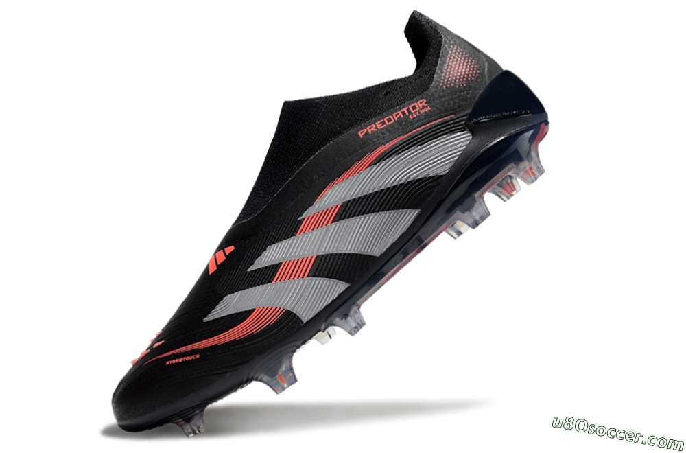 Adidas Predator Elite 25 Laceless FG Firm Ground Soccer Cleats - Black/Red/Grey 5