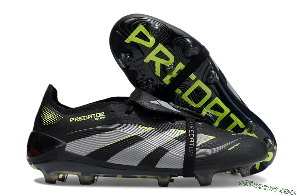 Adidas Predator Elite 25 Foldover Tongue FG Firm Ground Soccer Cleats - Black/Yellow/Grey 1