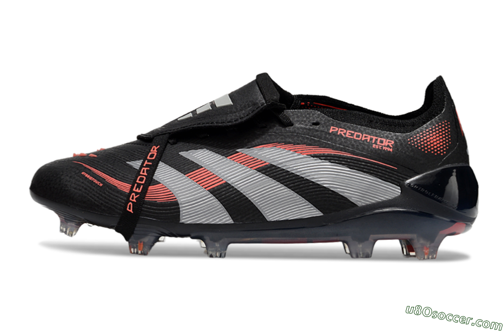 Adidas Predator Elite 25 Foldover Tongue FG Firm Ground Soccer Cleats - Black/Red/Grey 2