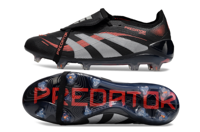 Adidas Predator Elite 25 Foldover Tongue FG Firm Ground Soccer Cleats - Black/Red/Grey