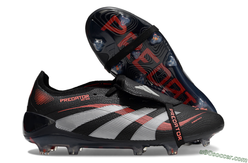 Adidas Predator Elite 25 Foldover Tongue FG Firm Ground Soccer Cleats - Black/Red/Grey 1