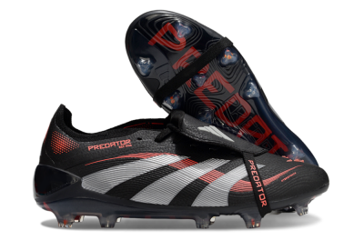 Adidas Predator Elite 25 Foldover Tongue FG Firm Ground Soccer Cleats - Black/Red/Grey