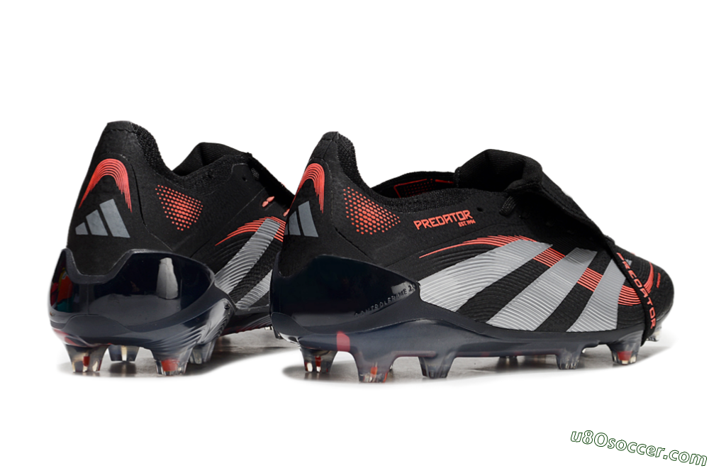 Adidas Predator Elite 25 Foldover Tongue FG Firm Ground Soccer Cleats - Black/Red/Grey 6