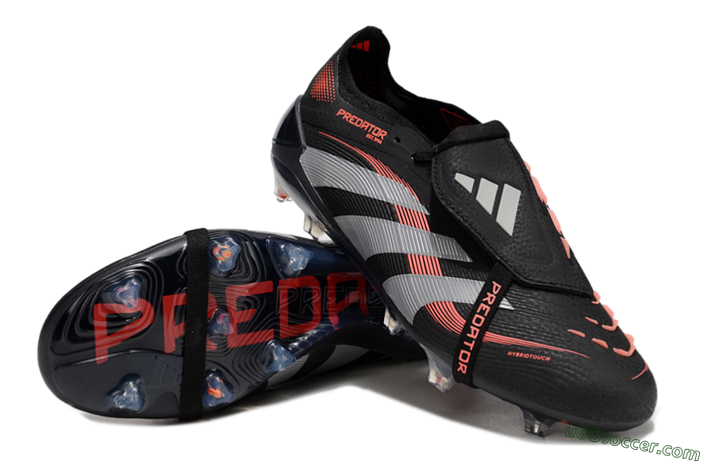 Adidas Predator Elite 25 Foldover Tongue FG Firm Ground Soccer Cleats - Black/Red/Grey 3