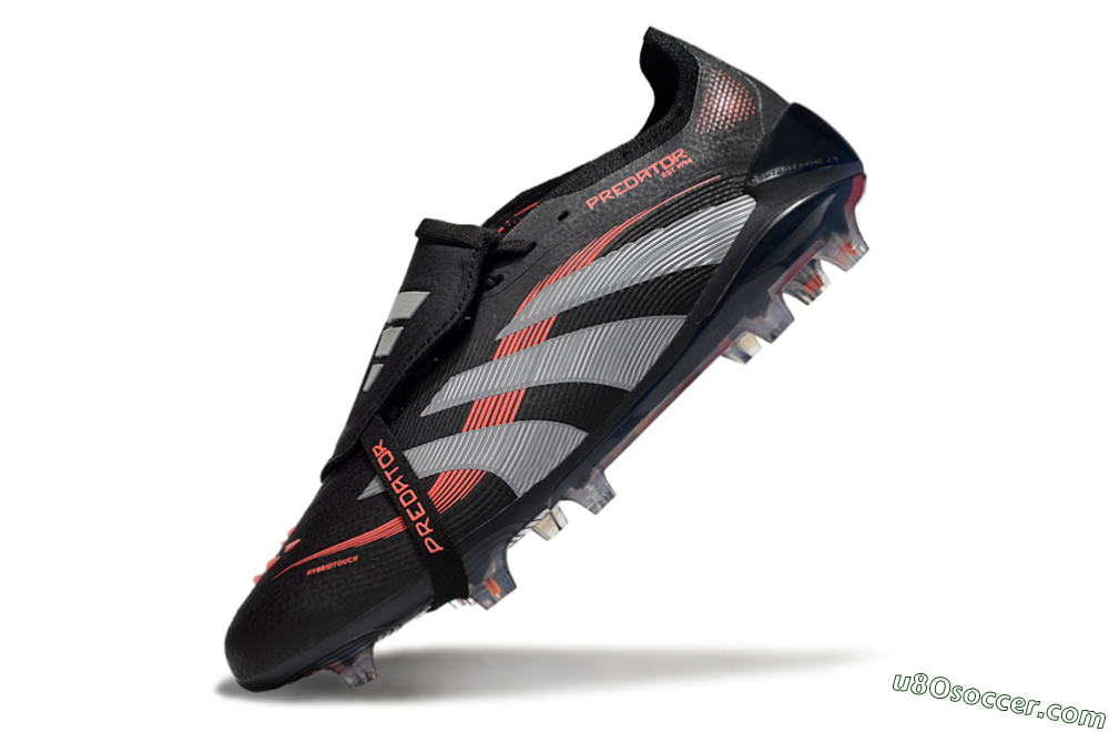Adidas Predator Elite 25 Foldover Tongue FG Firm Ground Soccer Cleats - Black/Red/Grey 5