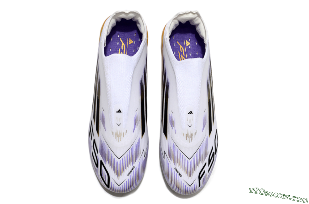 Adidas F50 Elite Laceless FG Firm Ground Soccer Cleats - White/Black/Gold 4