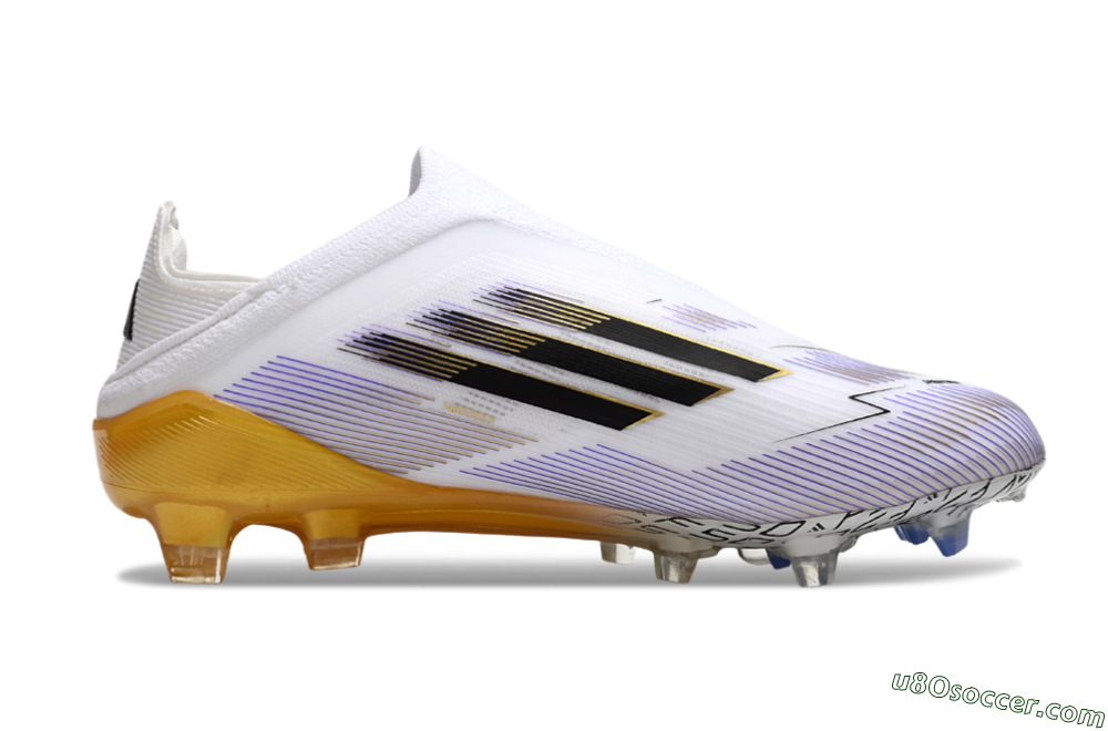 Adidas F50 Elite Laceless FG Firm Ground Soccer Cleats - White/Black/Gold 7