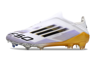Adidas F50 Elite Laceless FG Firm Ground Soccer Cleats - White/Black/Gold