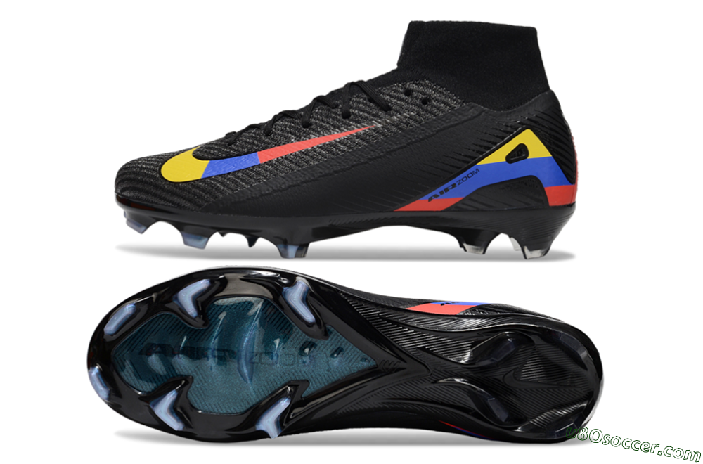 Nike Air Zoom Mercurial Superfly 10 Elite FG Firm Ground Soccer Cleats - Black/Red/Blue/Yellow 0