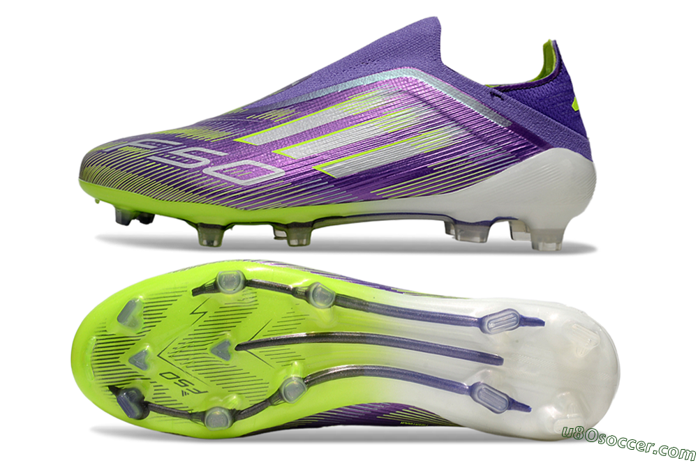 Adidas F50 Elite Laceless FG Firm Ground Soccer Cleats - Purple/Yellow/White 0