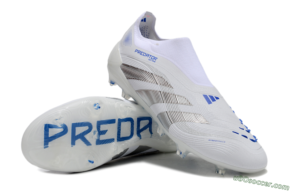 Adidas Predator Elite 25 Laceless FG Firm Ground Soccer Cleats - White/Blue/Black 3